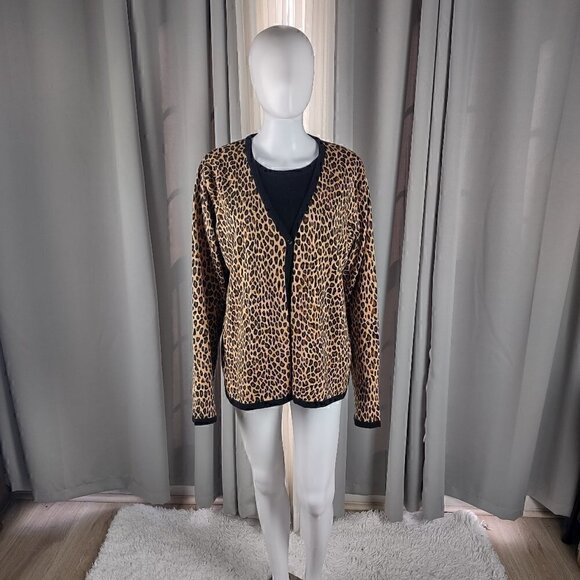Croft & Barrow Womens Pullover One Button Long Sleeve Animal Print Sweater Sz XL - Picture 1 of 12